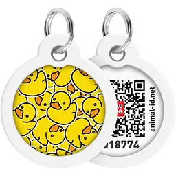 Адресник для собак і котів Waudog Smart ID з QR паспортом, Качки, M, діаметр 30 мм