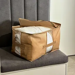 Набір із 3 сумок ORGANIZE  для зберігання ковдр і несезонних речей 46×32×29 см (бежевий) - мініатюра 4