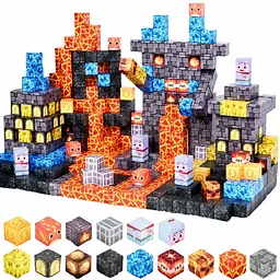 Магнітний конструктор Minecraft 160 шт по грі Майнкрафт Нижній світ та лава Mk001021