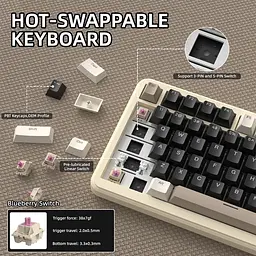 Клавіатура Attack Shark X85 Pro RGB Linear Blueberry Switches Wireless Cheese White (AS-6972792471099-CW) [166721] - мініатюра 7