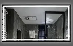 Дзеркало Dusel DE-M0061S1 Black 65x80 см з годинником і Bluetooth 600611, Чорний