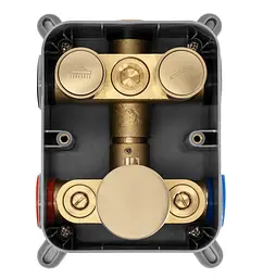 Душова система Rea Lungo brushed gold з термостатом + BOX прихованого монтажу REA-P8551, Золотий - мініатюра 7