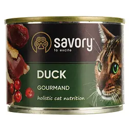 Вологий корм для дорослих вибагливих котів Savory Cat Can Adult з качкою 200 г - мініатюра 2
