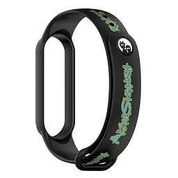 Силіконовий ремінець для фітнес-трекера Xiaomi Mi Band 5/6/7, RM, чорний, з дизайнерським принтом, для фітнес-браслета, з регулятором довжини, для повсякденного використання, ArmorStandart (ARM59271)
