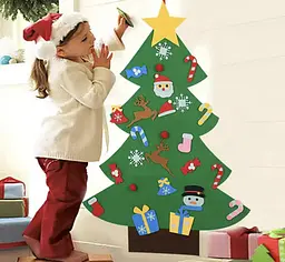 Дитяча ялинка з іграшками з фетру на стіну 95 х 70 см Chrismas Free - мініатюра 3