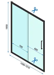 Душова кабіна Rea Rapid Slide 80x150 black REA-K6421 + REA-K6405, Чорний матовий, Універсальна, прозрачний, Чорний матовий - мініатюра 6