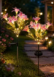 Садовий світильник "Лілії" на сонячній батареї 26X-104 / Набір садових ліхтарів з LED-підсвічуванням 2 шт.