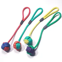 Іграшка для собак Derby Dog Rope Toy - Ball with Long Handle - мініатюра 2