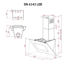 Витяжка декоративна похила Perfelli DN 6142 BL LED - мініатюра 11