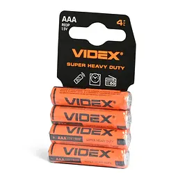 Батарейка сольова Videx R03P/AAA 4шт SHRINK CARD VIDEX (21160-000)