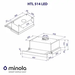 Витяжка телескопічна MINOLA HTL 514 WH LED - мініатюра 10