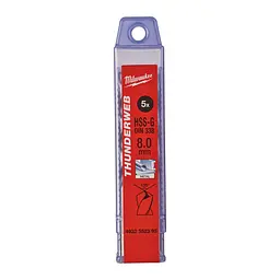 Свердло по металу THUNDERWEB HSS-G MILWAUKEE DIN338, діаметр 8,0x117х75мм, (5шт), пластикова коробка