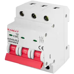 Автоматичний вимикач E.NEXT 3-п e.mcb.stand. 20А C ( 4,5кА) (s002032)