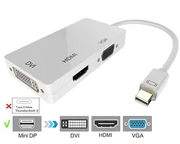Перехідник-конвертер mini Display Port (тато) на HDMI/VGA/DVI (мама) 30 cm, 4K/2K