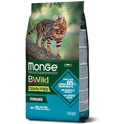 Сухий корм MONGE BWILD CAT Sterilised Беззерновий для стерилізованих кішок з тунцем 1,5 кг