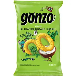 Кукурудзяні кільця Gonzo зі смаком сметани та зелені 75 г
