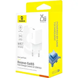 Мережевий зарядний пристрій Baseus GaN5 Mini Fast Charger USB-C 25W White (P10110909213-00) [139987] - мініатюра 4