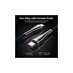 Дата кабель USB-C to USB-C 1.2m 5A nylon braided black Vention (CTYBAV) - мініатюра 9