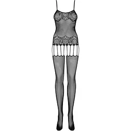 Бодістокінг Obsessive Bodystocking F235 S/M/L, тонкі підв’язки, ніжний декор, сіточка - мініатюра 4