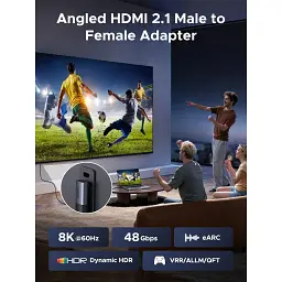 Перехідник HDMI M to HDMI F 8K60Hz 48Gbps 90° corner black Ugreen (85632) - мініатюра 5