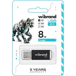 USB флеш-накопичувач Wibrand Cougar 8GB USB-A 2.0 Black (WI2.0/CU8P1B) [170478] - мініатюра 2