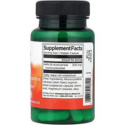Нікотинамід мононуклеотид Swanson NMN Nicotinamide Mononucleotide 300 мг 30 веганських капсул - мініатюра 2