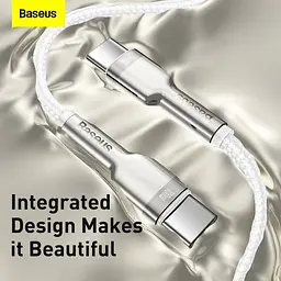 Кабель Baseus Cafule Metal USB-C to USB-C 100W 2m White (CATJK-D02) [71409] - мініатюра 6