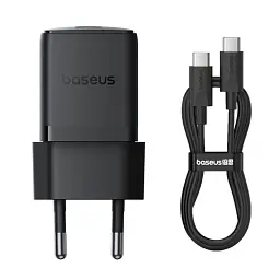 Мережевий зарядний пристрій Baseus Palm Fast Charger Type-C 30W + Cable Type-C to Type-C P10111605113-01 Black - мініатюра 2