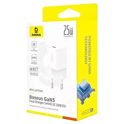 Мережевий зарядний пристрій Baseus GaN5 Fast Charger (mini) 1C 25 W P10110909213-00 білий - мініатюра 4