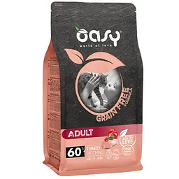 Беззерновий сухий корм Oasy Cat Grain Free Adult для дорослих котів індичка з яблуком та журавлиною 1.5 кг