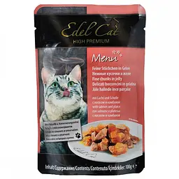 Вологий корм для котів Edel Cat pouch 100 г (лосось та камбала в желе) - мініатюра 2