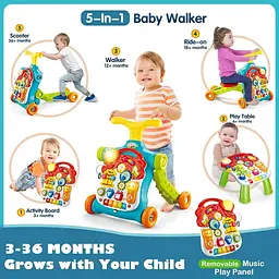 Навчальні ходунки для малюків 5 в 1 Baby Walker Sit-to-Stand - мініатюра 4