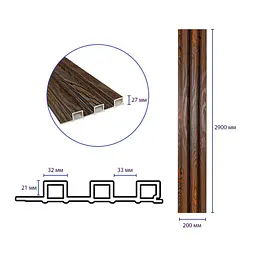 Рейка декоративна Sticker Wall WPC стінова 200х27х2900мм SW-00003002 - мініатюра 3