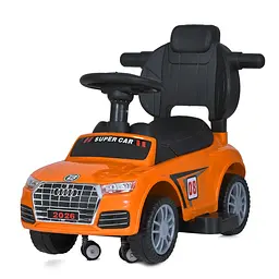 Дитяча каталка-толокар M 5045L-7 помаранчевий, з батьківською ручкою - мініатюра 3