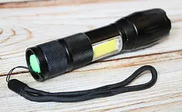 Кишеньковий ручний акумуляторний ліхтар WD RB-234 із зумом T6+COB 18650 Micro-USB zoom Чорний - мініатюра 3