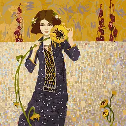 Набір для розпису по номерах Дівчина з соняшником, 40x40 см, КНО2610