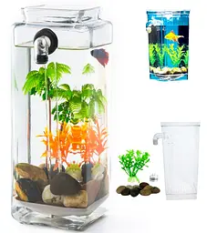 Акваріум самоочисний для рибок з LED підсвічуванням акриловий 2L 25см My Fun Fish - мініатюра 3