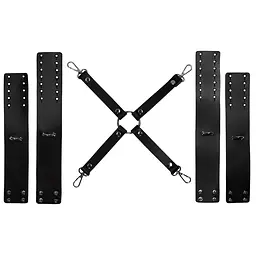 Фіксатори з наручниками BDSM Domluxe (чорний) - мініатюра 2