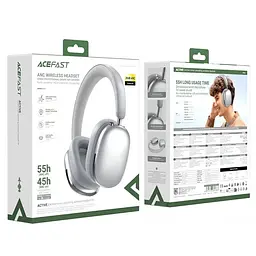 Навушники бездротові Acefast накладні H9 active noise cancelling wireless headset ANC Сріблясті - мініатюра 2