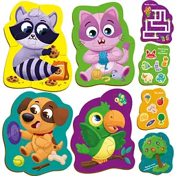 Пазли картонні з грою Vladi Toys Малюк зможе Хатні улюбленці 15 елементів (VT1722-25) - мініатюра 2