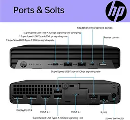 Комп'ютер персональний неттоп HP Pro 400-G9 Mini Intel i3-13100 8GB F512GB UMA WiFi кл + м 3р Win11P (884V0EA) - мініатюра 6