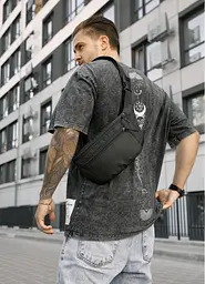 Чоловіча сумка на пояс бананка Sambag Tirso Max чорний тканевий 38 × 17 × 6 см (80341065m) - мініатюра 2