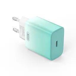 Мережевий зарядний пристрій XO CE18 (EU) PD30W USB-C fast charging charger with Lightning cable Синій - мініатюра 2