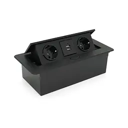 Розетка Voltronic J29L, дві розетки + 2*USB, напольна, висувна (20011)