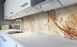 Кухонний фартух Завитки Метелики ПВХ 60х250 см вініловий самоклеючий Абстракція Бежевий Happy Pocket Z184422 - мініатюра 5