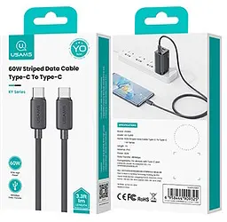 USB Кабель Usams US-SJ691 Type-C-Type-C 60W 5A 1.0m Чорний - мініатюра 2