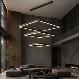 Велика квадратна LED-люстра Artlight 3153-80+60+40BK 375 Вт, 3 режими, пульт, 3 чорні рамки 80/60/40 см, від 30-40 м²