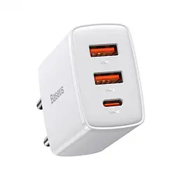Мережевий зарядний пристрій Baseus Compact Quick Charger 2USB + 1Type-C 30W CCXJ-E02 White - мініатюра 2