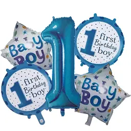 Набір фольгованих кульок "Baby Boy 1st Birthday" 5 шт святкові декорації