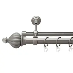 Карниз Orvit Таджа-Кристал металевий дворядний опозитний гладка \ профільна труба кільце металеве Сатин 25\19 мм 160 см (6452766)